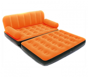کاناپه تختخوابشو بادی دو نفره جیر نارنجی پمپدار